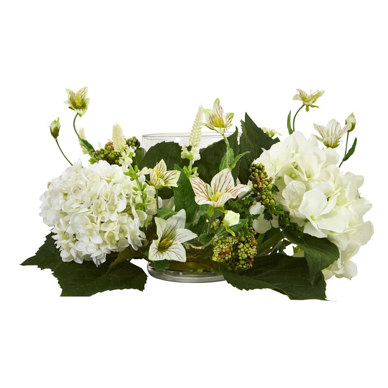 Nearly Natural Hydrangea Artificial Arrangement Candelabrum - Image 3
